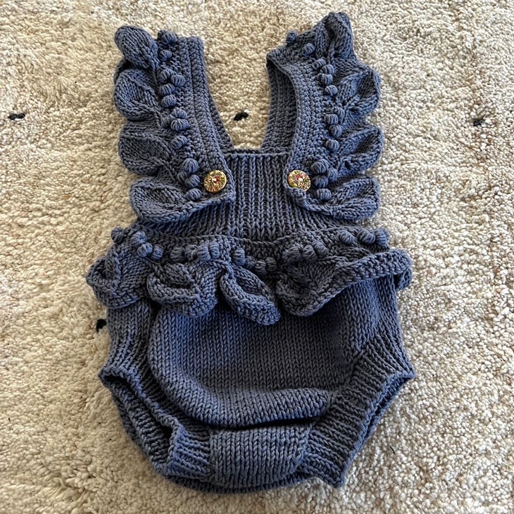 Organic cotton custom made romper.